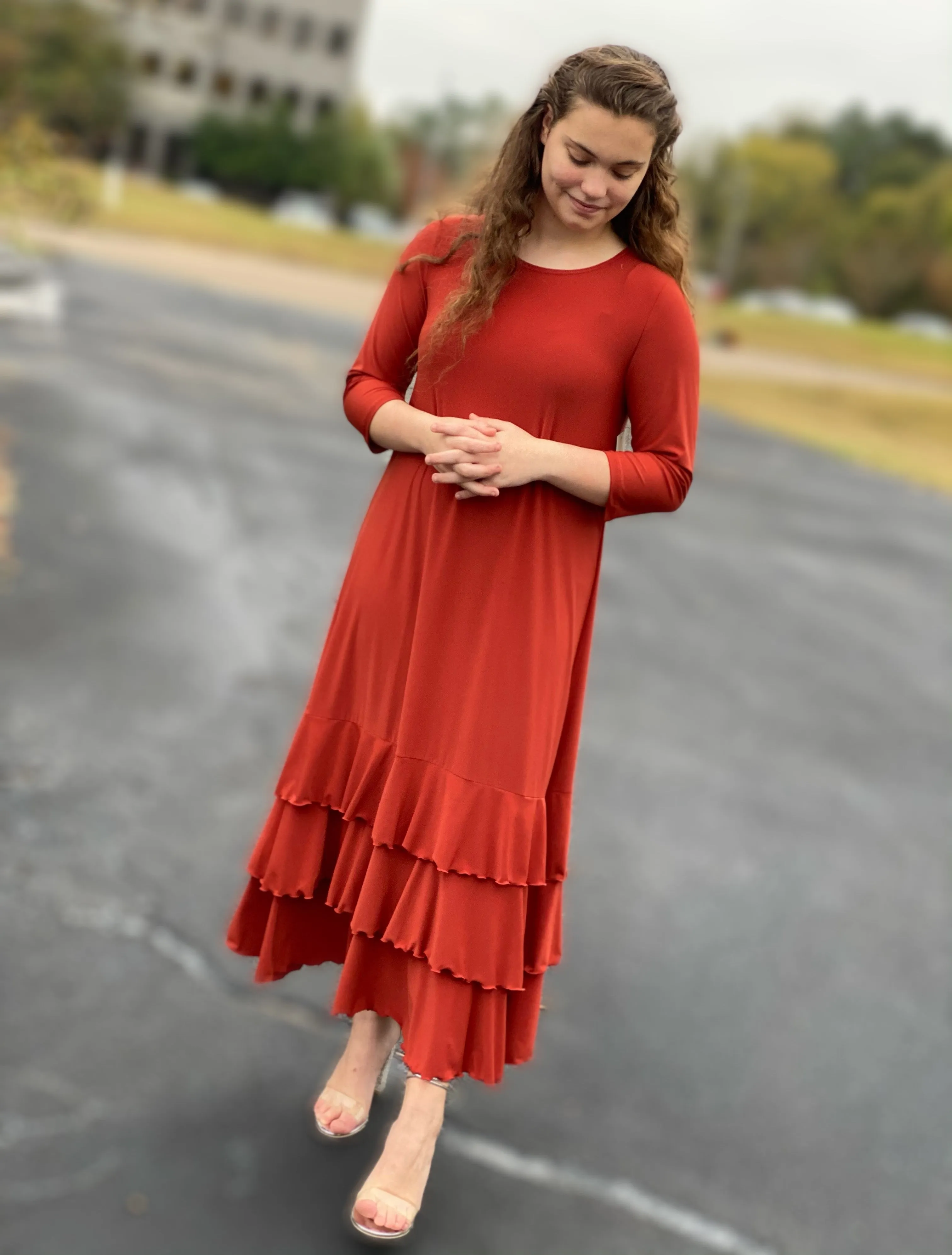 Gabby Ruffled Layering Dress Solid