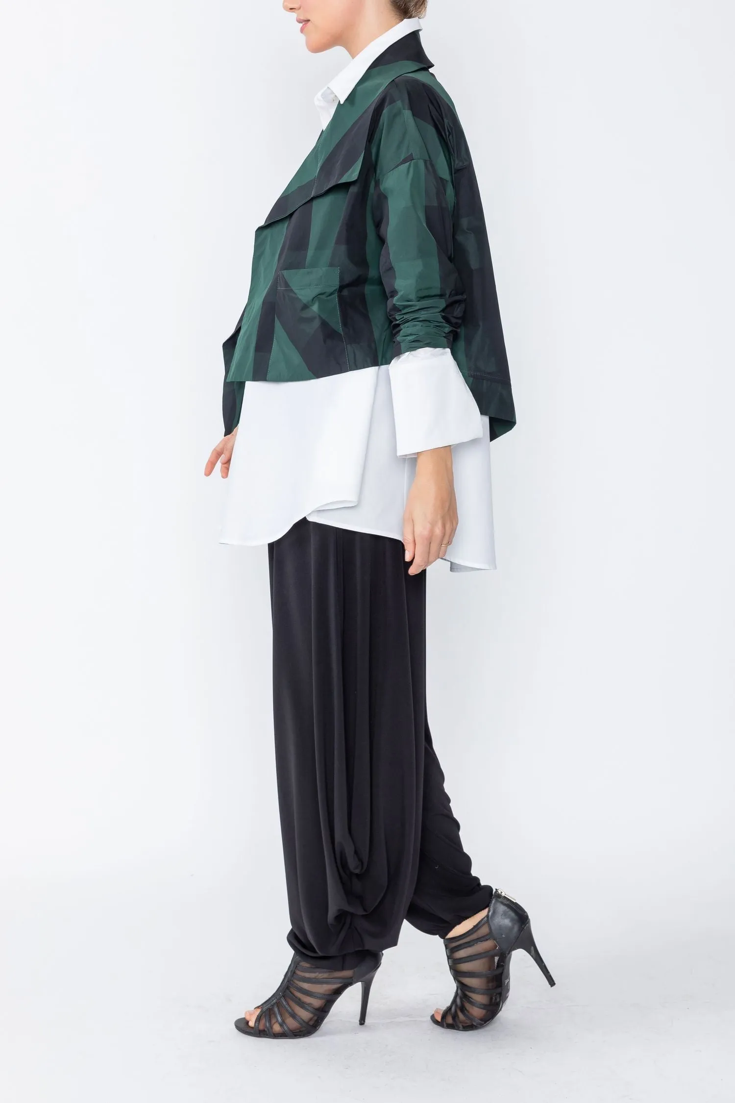 Hunter Green Layering Asymmetrical Jacket