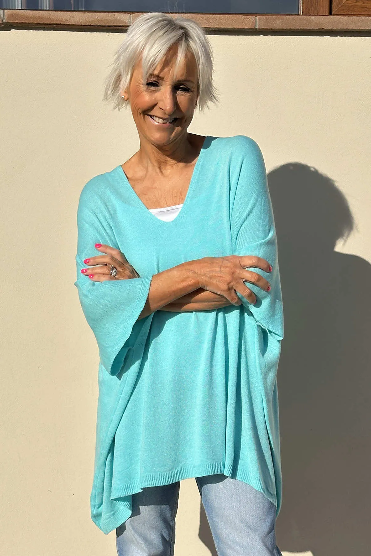 Katya V-Neck Top Aqua