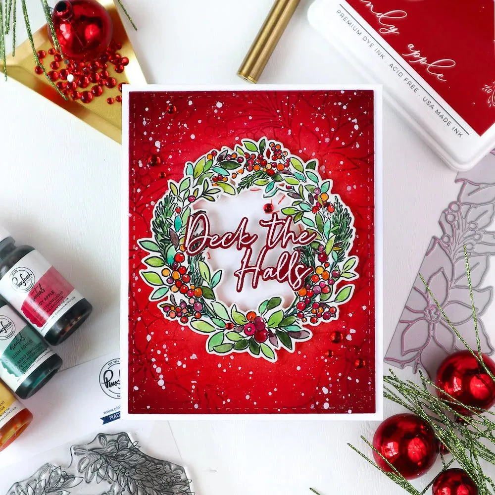 Pinkfresh Studio Cling Stamp 4.25"X5.5" Poinsettia Frame