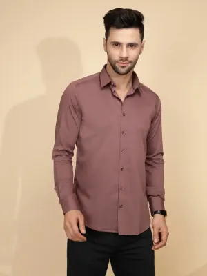 Purple Cotton Blend Regular Fit Shirt For Men