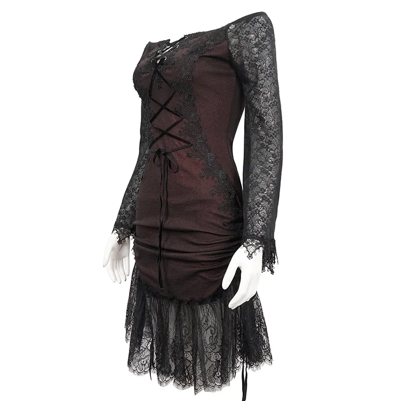 SKT164 Gothic Dark Red Daily Dress