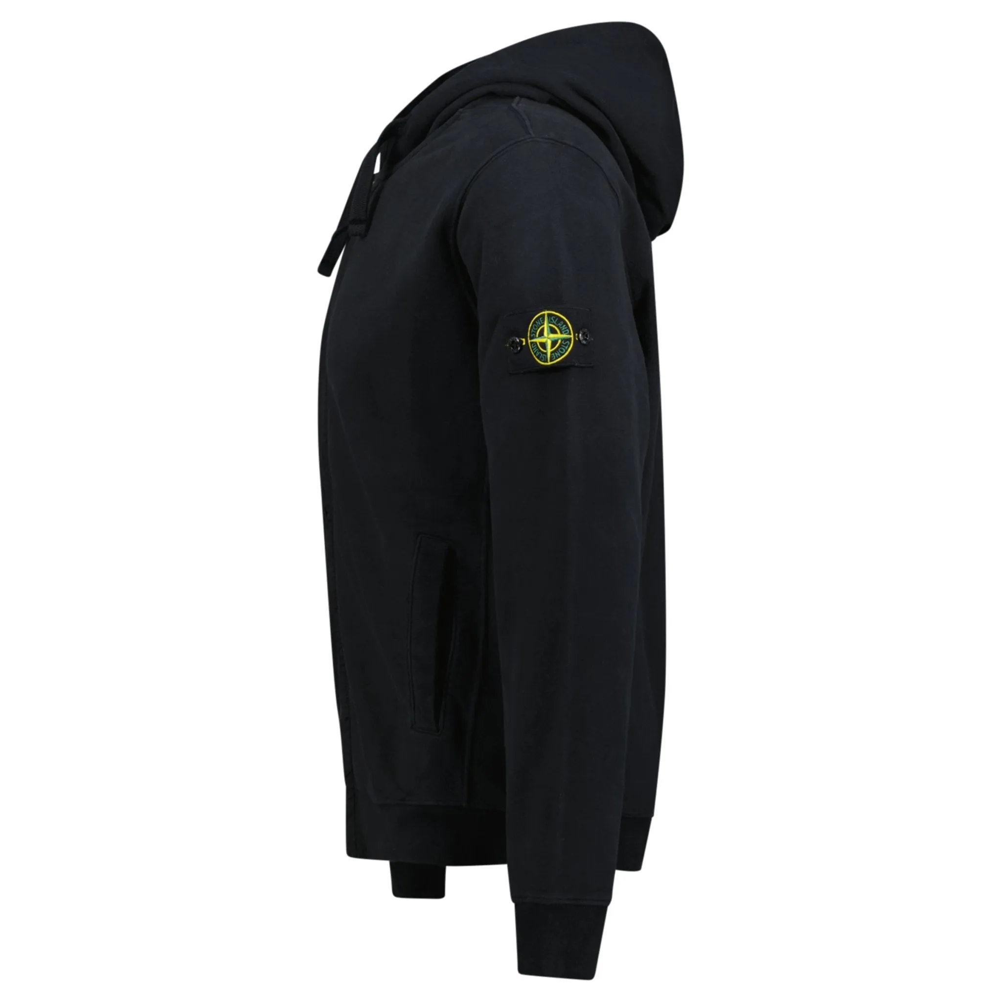 Stone Island Cotton Zip Hoodie Black